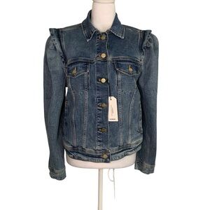NWT Express Indigo Blue Women’s Small Puff Sleeve Button Front Denim Jacket